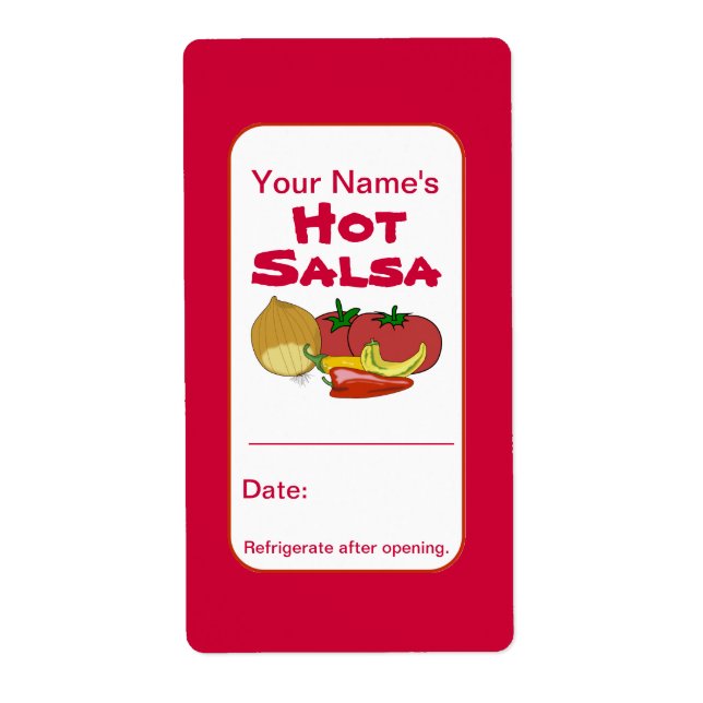 Hot Salsa Personalised Jar Stickers Add Your Name (Front)