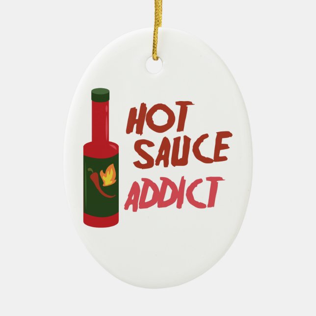 Hot Sauce Addict Ceramic Tree Decoration (Front)