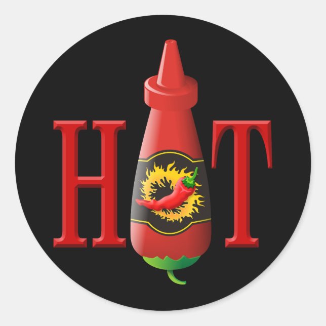 Hot sauce bottle classic round sticker (Front)