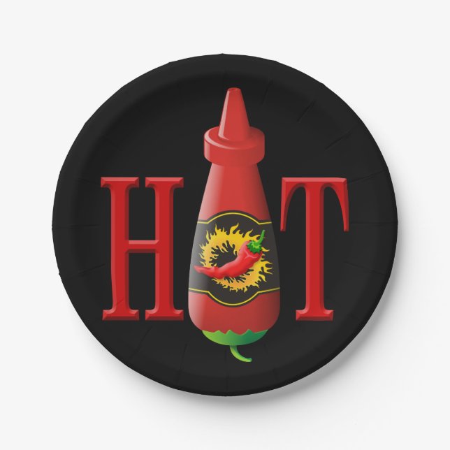 Hot Sauce Bottle Paper Plate (Front)