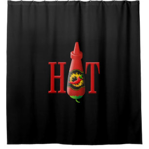 Hot sauce bottle shower curtain