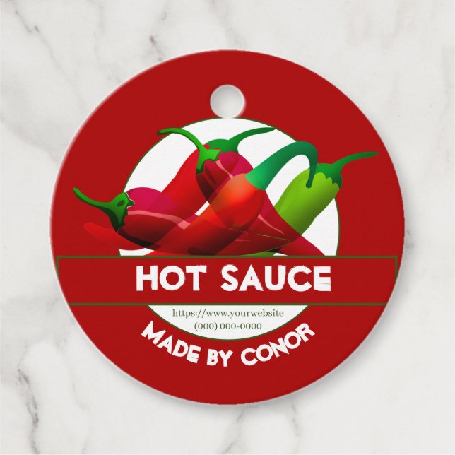 Hot Sauce Chilli Peppers  Favour Tags (Front)