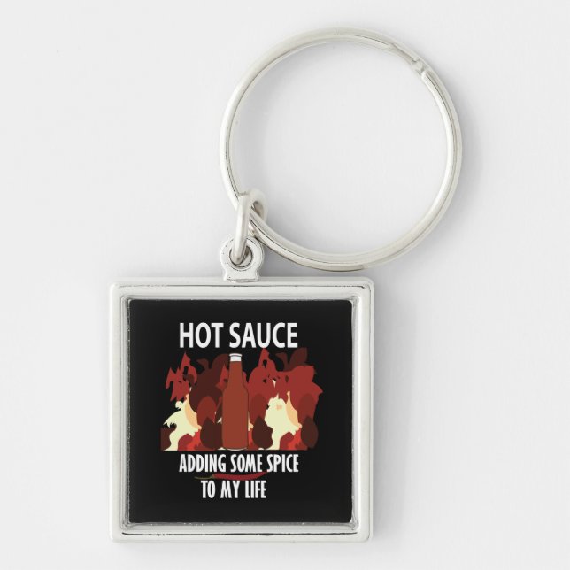 Hot Sauce Ketchup Fire Red Chilli Pepper  Key Ring (Front)