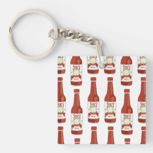 Hot Sauce Spicy Fun Picante Pattern Key Ring