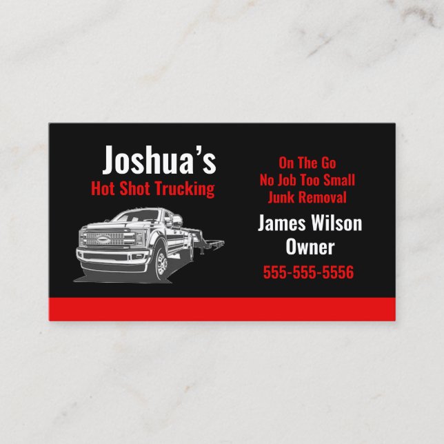 Hot Shot Trucking Black and Red Business Card (Front)