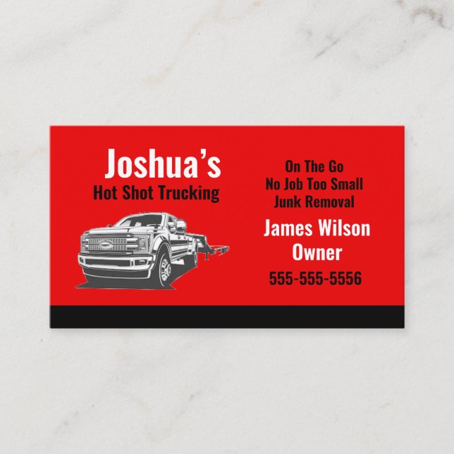 Hot Shot Trucking Red Business Card (Front)