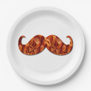 Hot Sizzling Yummy Moustache Bacon Texture Paper Plate