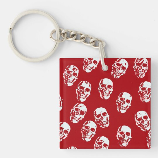Hot Skulls,red white Key Ring