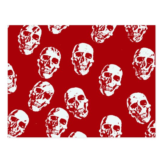 Hot Skulls,red white Postcard