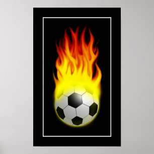 Hot Soccer Ball on Fire - POSTER