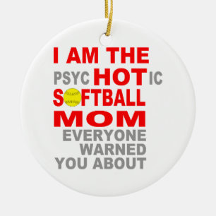Hot Softball Mum Ceramic Tree Decoration