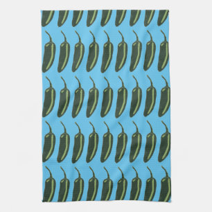 HOT & SPICY chiles jalapeno pattern Tea Towel