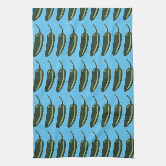 HOT & SPICY chiles jalapeno pattern Tea Towel (Vertical)
