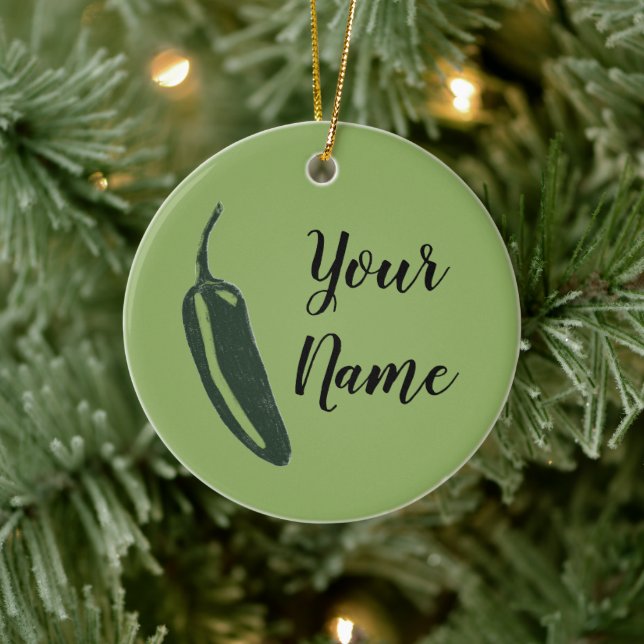 HOT & SPICY Jalapeño Chile Pepper CUSTOM Ceramic Ornament (Tree)