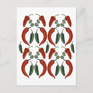 HOT & SPICY Jalapeño Chile Peppers Pattern Art Postcard