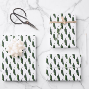 HOT & SPICY Jalapeño Chile Peppers Pattern Wrapping Paper Sheet