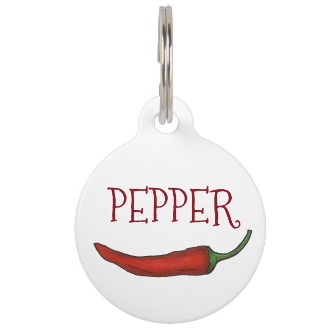 Hot Spicy Pepper Red Chilli Chile Peppers Food Dog Pet Tag (Front)