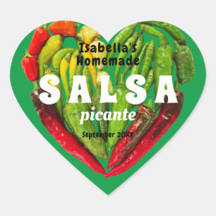 Hot spicy Salsa chilli peppers heart green food  Sticker