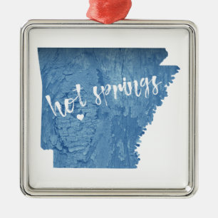 Hot Springs Arkansas Wood Grain Metal Ornament