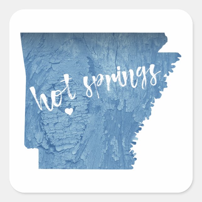 Hot Springs Arkansas Wood Grain Square Sticker (Front)