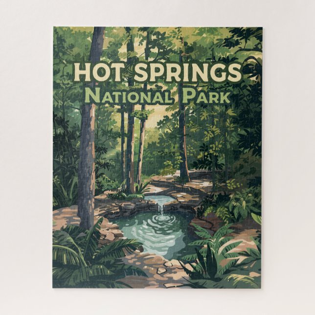Hot Springs National Park Arkansas Retro  Jigsaw Puzzle (Vertical)