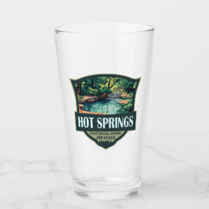 Hot Springs National Park Illustration Retro Badge Glass
