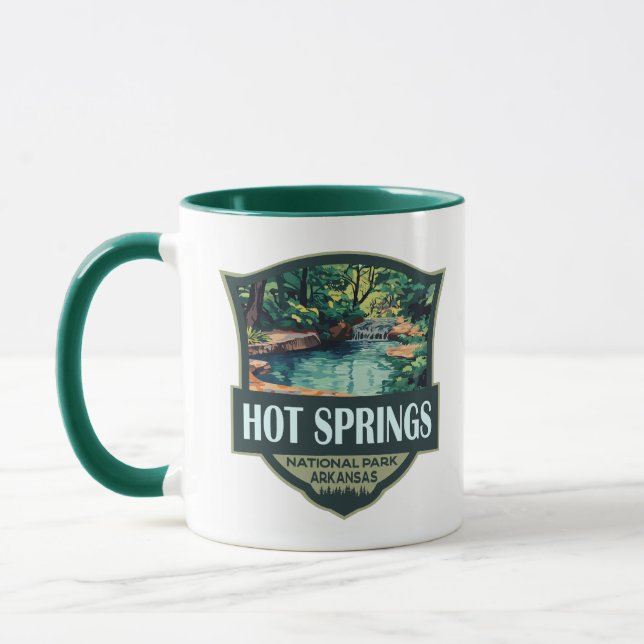 Hot Springs National Park Illustration Retro Badge Mug (Left)