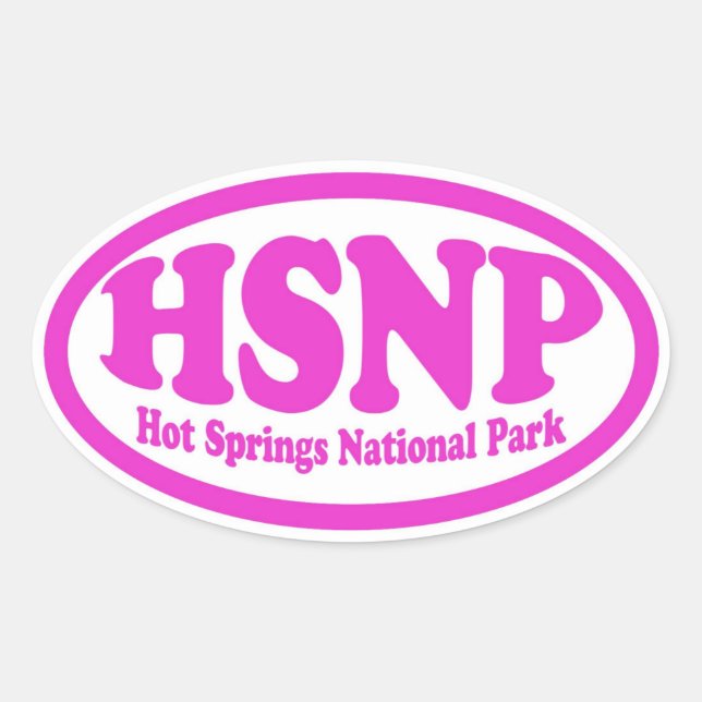Hot Springs National Park pink oval sticker (Front)