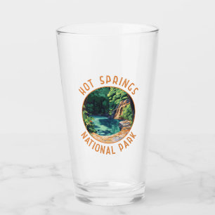 Hot Springs National Park Retro Distressed Circle Glass