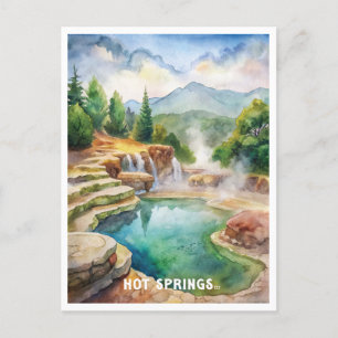 Hot Springs National Park Watercolor Painting Postcard