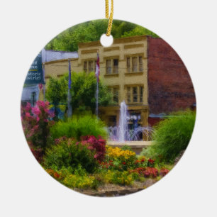 Hot Springs Roundabout Painterly Ceramic Ornament