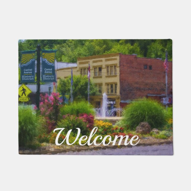 Hot Springs Roundabout Painterly Welcome Doormat (Front)