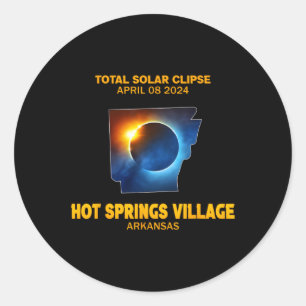 Hot Springs Village Arkansas 2024 Total Solar Ecli Classic Round Sticker