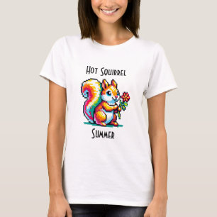 Hot Squirrel Summer   Squirrel Pun Pixel Art T-Shirt