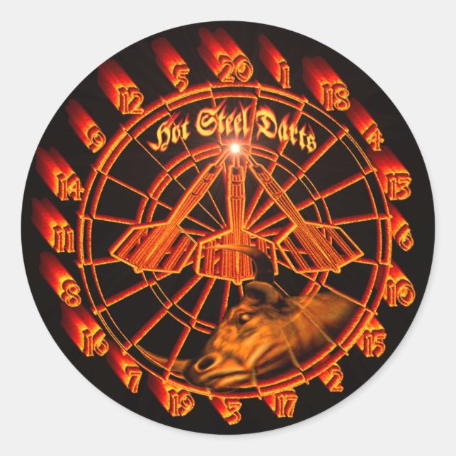 Hot Steel Darts Dartdisk Darts Glut Classic Round Sticker (Front)