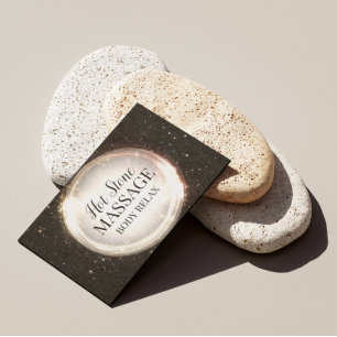 Hot Stone Body Massage Glitter Black Business Card