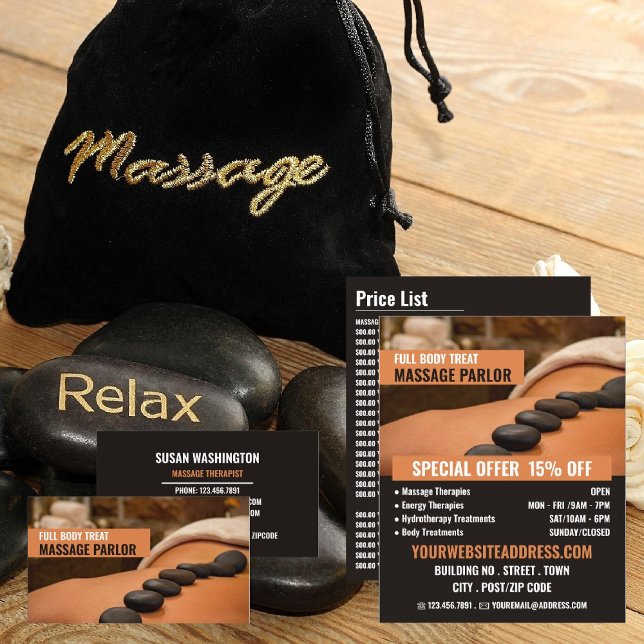 Hot Stone Massage, Massage Therapy Massage Flyer (Creator Uploaded)