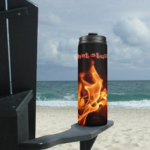 Hot Stuff Burning Flames Black Customisable Thermal Tumbler