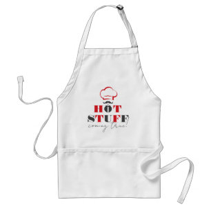 Hot Stuff Coming True Red and Grey Text Design Standard Apron