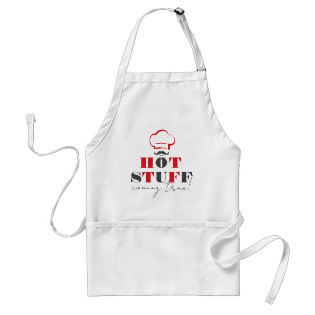 Hot Stuff Coming True Red and Grey Text Design Standard Apron (Front)