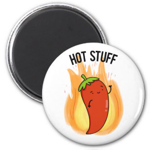 Hot Stuff Cute Red Hot Chilli Pepper Pun Magnet