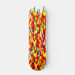 Hot Stuff Fire and Flames Illustrated Design Skateboard
