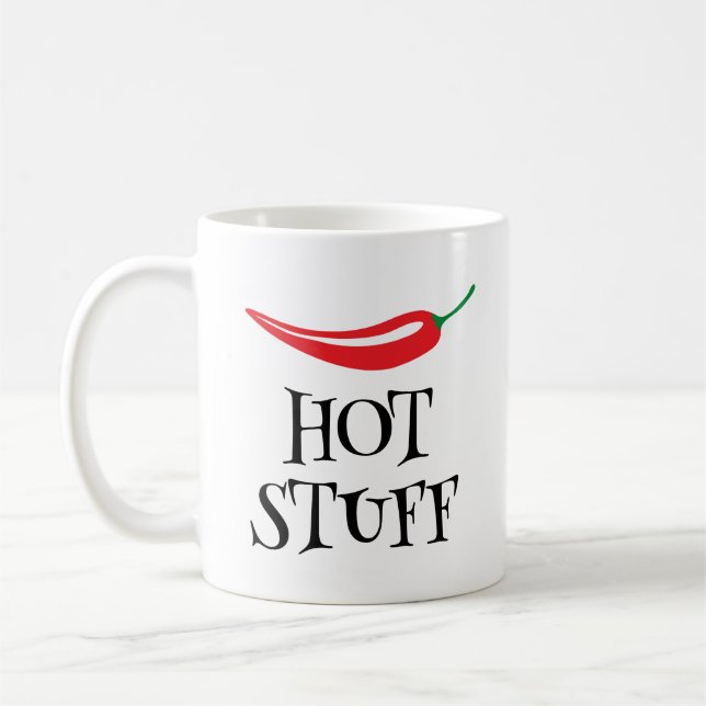 Hot Stuff funny spicy red cayenne chilli pepper Coffee Mug (Left)