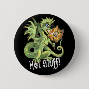 Hot Stuff! lil marshmellow roasting dragon 6 Cm Round Badge