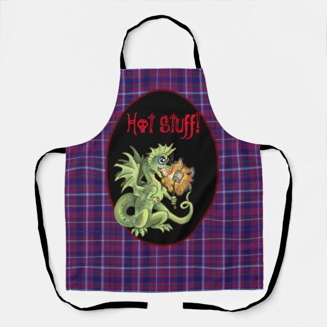 Hot Stuff! lil marshmellow roasting dragon Apron (Front)
