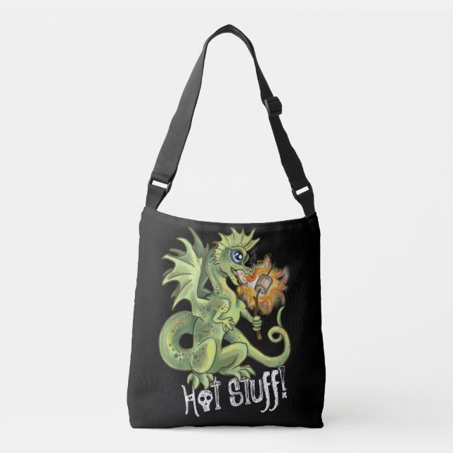 Hot Stuff! lil marshmellow roasting dragon Crossbody Bag (Front)