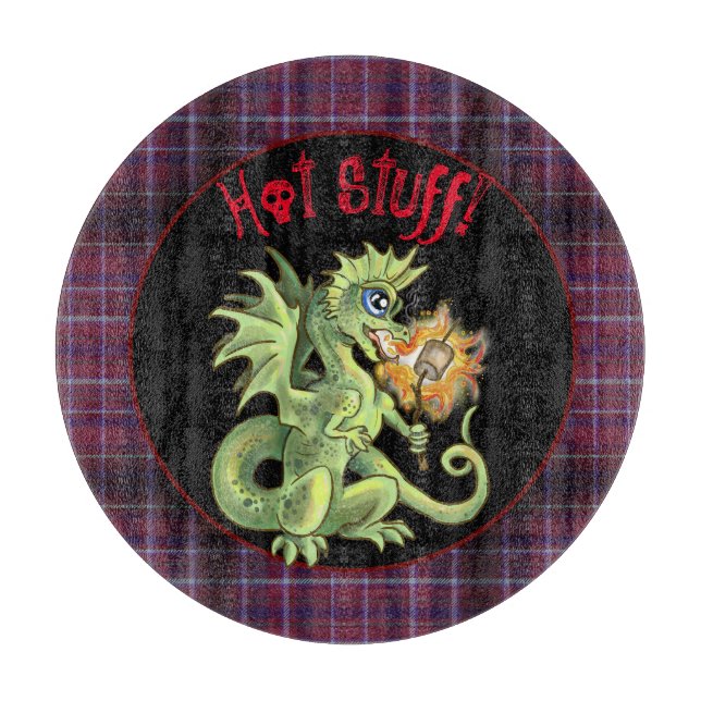 Hot Stuff! lil marshmellow roasting dragon Cutting Board (Front)