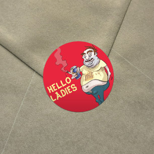 Hot Stuff Pot Belly Smoker In T-Shirt Cartoon Classic Round Sticker