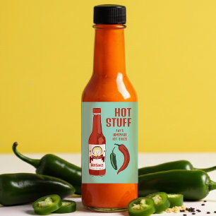 HOT STUFF Spicy Hot Sauce Jalapeños Chiles Food Label