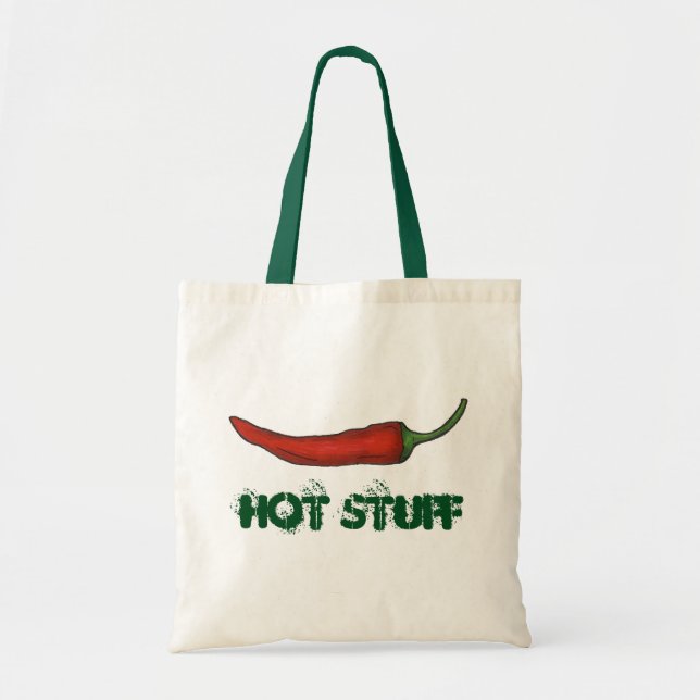 Hot Stuff Valentine's Day Red Chilli Pepper Veggie Tote Bag (Front)